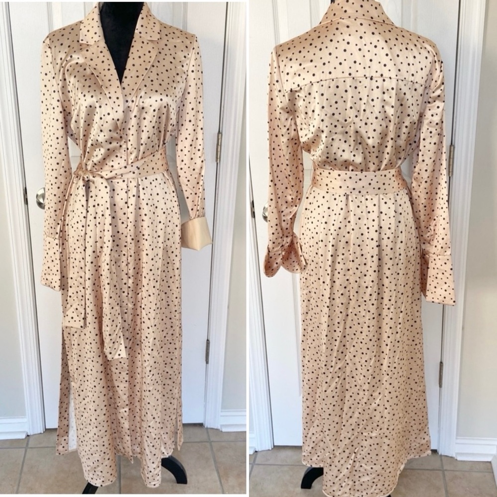 Significant Other Amara Dress Midi Cream and Black Polka Dot Size US 8